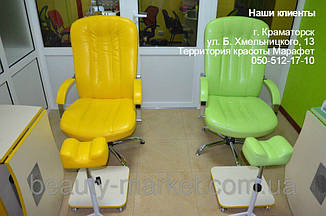 Педикюрное кресло Портос, подставка под ванночку и голень "Квадрат", складной маникюрный стол Transformer