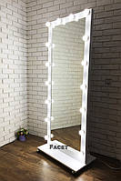 Підлогове гримерне дзеркало у повний зріст Фозі Міні 60х178 см з лампочками, пересувне на колесах