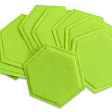 Декоративний самоклеючий шестикутник під шкіру зелений 200x230мм (1102), фото 3