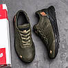 Чоловічі шкіряні кросівки (натуральна шкіра) демісезонні, чоловіче взуття весна осінь, кроси хакі, розмір 40 41 42 43 44 45, фото 2