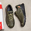 Чоловічі шкіряні кросівки (натуральна шкіра) демісезонні, чоловіче взуття весна осінь, кроси хакі, розмір 40 41 42 43 44 45, фото 6