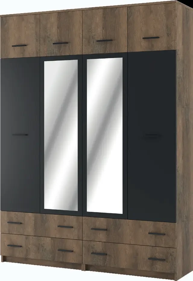 Шафа 4Д Лотос дуб гранж/антрацит Світ Меблів