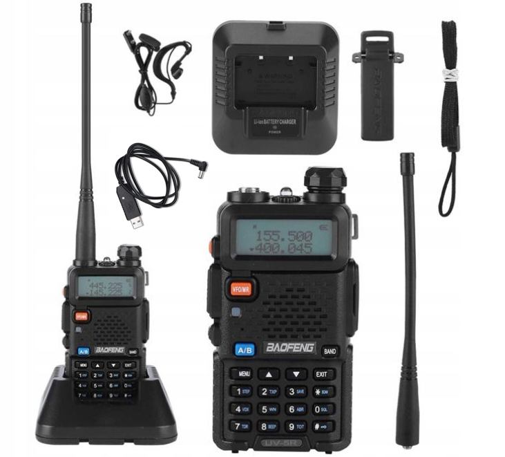 Комплект рацій Baofeng UV-5R PROFI 2шт 5 Ват-батарея 1800 мАч ❑ зарядка від USB