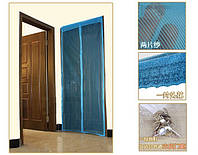 Антимоскитная сетка штора 110х210см на дверь на магнитах голубая и коричневая
