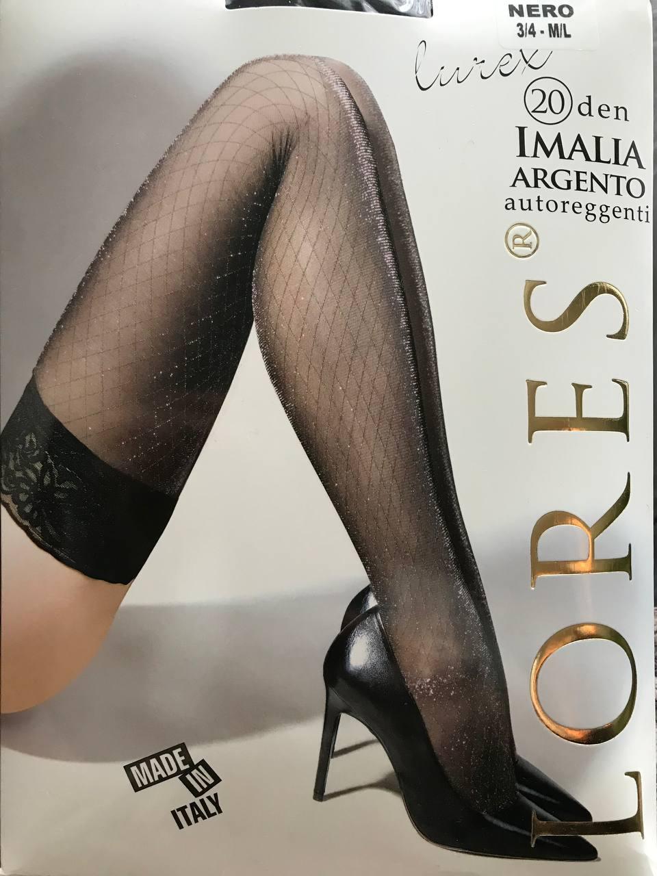 Панчохи 20 ден з люрексом Lores Imalia Argento 20 чорного кольору 1/2 3/4