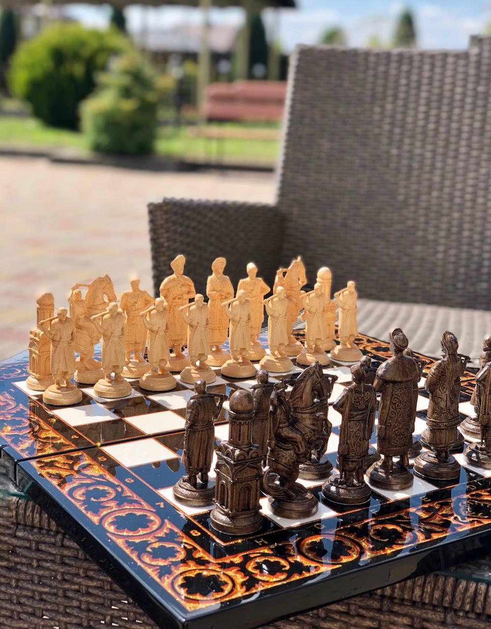 Розкішні шахи, шашки, нарди - набір 3 в 1 із білого акрилового каменю 60*30*5 см, арт.190609, фото 1