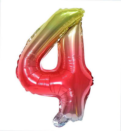 Кулька Цифра "4" (35 см) колір омбре, фото 2