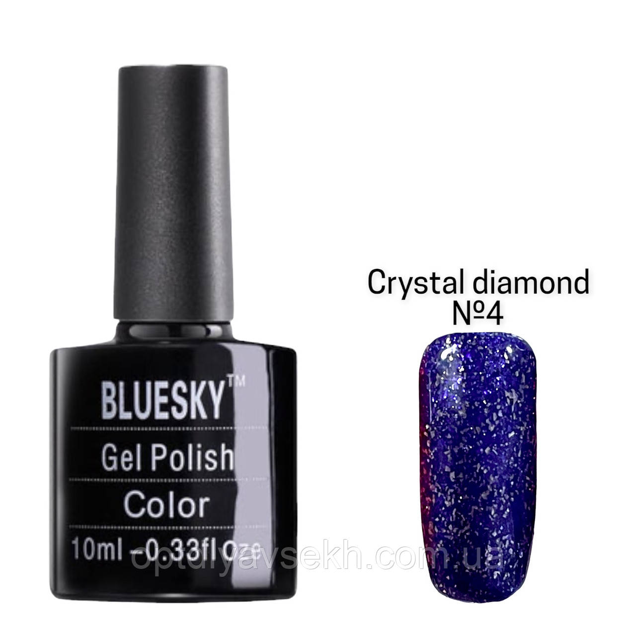 Кольоровий гель-лак Bluesky для манікюра і педикюра, 10 мл. Crуstal diamond №4