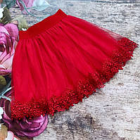 Пишна червона фатинова спідниця під вишиванку "Поллі"