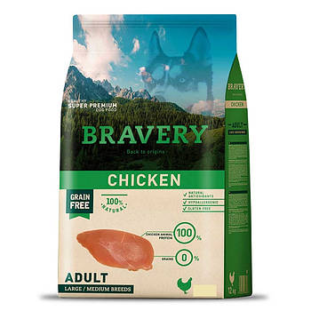 Беззерновий корм для собак середніх і великих порід з курицею Bravery Dog Chicken Adult Large/Medium 4 кг