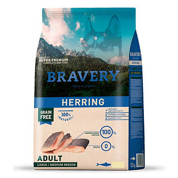 Беззерновий корм для собак середніх і великих порід з сельдю Bravery Dag Herring Adult Large/Medium 4 кг