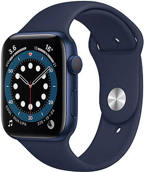 Apple Watch Series 6 44mm Blue Aluminum Case with Deep Navy Sport Band (M00J3) (Open Box)