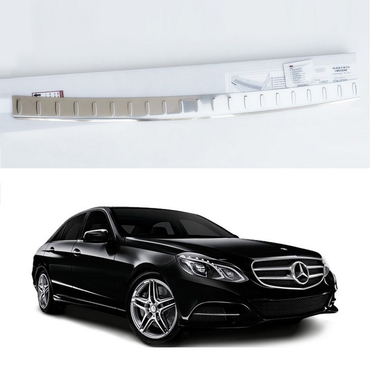 Захисна накладка на задній бампер для Mercedes-Benz W212 E-Class 4Dr Sedan 2013-2016 /нерж.сталь/