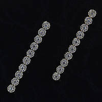 Сережки гвоздики пусеети золотисті з білими дрібними каменями цирконами по колу довжина 50 мм 925 S