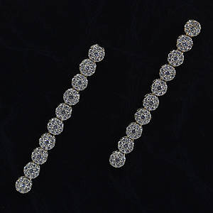 Сережки гвоздики пусеети золотисті з білими дрібними каменями цирконами по колу довжина 50 мм 925 S