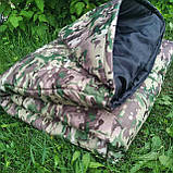 Спальний мішок-ковдра з капюшоном, тактичний спальник осінь-весна, колір піксель, фото 2