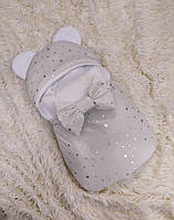 Спальник из плащевки глитер звезды для новорожденных, белый