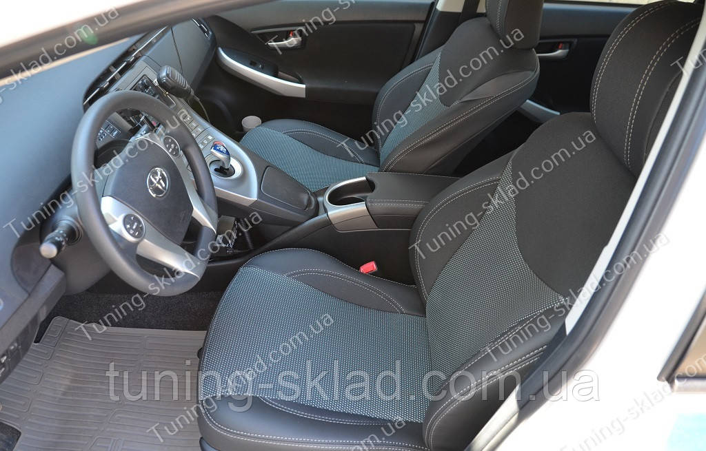 Чохли на сидіння Тойота Пріус (чохли з екошкіри Toyota Prius стиль Premium), фото 1
