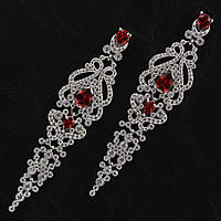 Сережки гвоздики пусеети вечірнє біле золото білі камені циркони та смарагди довжина 80 мм ширина 20 мм 925 S