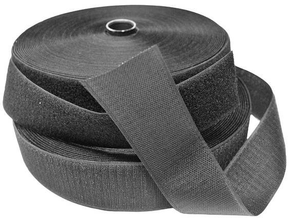 Текстильна застібка стрічка-липучка велкро 2,5 см Чорний Польща, фото 2