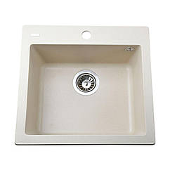 Гранітна мийка Globus Lux AOSTA слонова кiстка 490x455мм