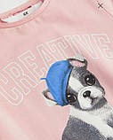 Кофта дитяча H&M з собакою рожева • бавовна 95% • розміри 110-116 / 122-128 / 134-140, фото 3