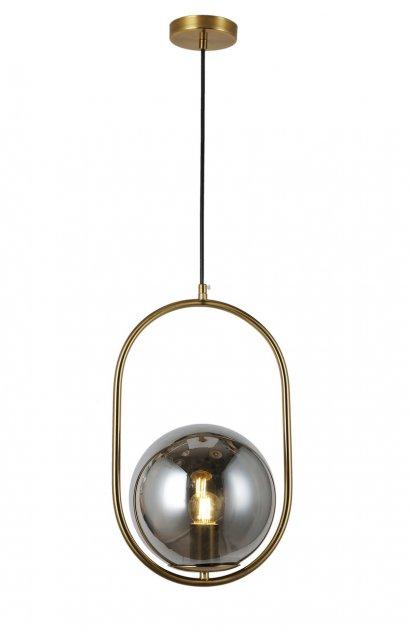 Підвісна люстра зі скляним плафоном на одну лампу із металу бронзового кольору Levistella 91640-1 BRZ+BK
