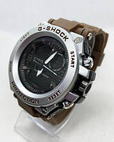 Часы мужские спортивные водостойкие G-SHOCK Casio (Касио) серебро с коричневым ремешком ( код: IBW417SK )