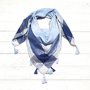 Платок модний весняний осінній косинка на шию Кассія блакитний