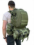 Тактичний великий рюкзак TacticBag 50-60л з підсумками (Олива), фото 8