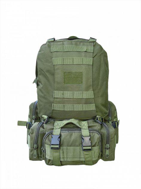 Тактичний великий рюкзак TacticBag 50-60л з підсумками (Олива)