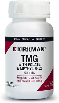 Kirkman Labs, TMG with Folinic Acid & Methyl B-12, ТМГ з фолькою і метиловим B-12, 500 мг 120 капс
