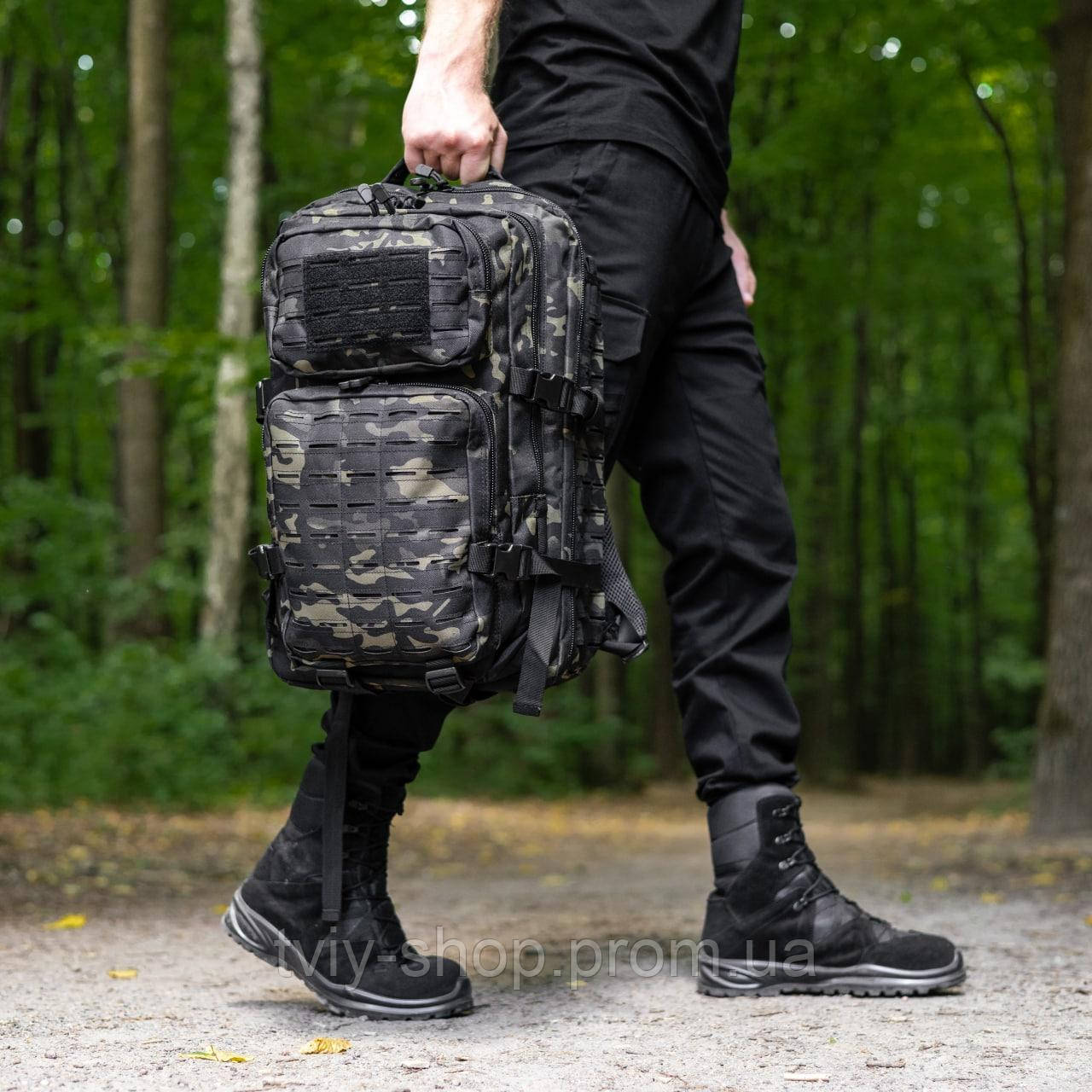 Мужской рюкзак тактический военный Вариор темный камуфляж, 36 л Вместительный Два крупных основных отдела - фото 9 - id-p1660354922