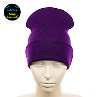 Молодежная однотонная шапка бини - Фиолетовый