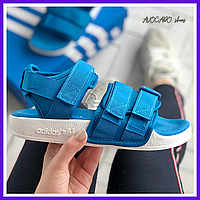 Босоножки женские Adidas Adilette Sandals blue / сандалии Адидас Аделайт синие на липучках