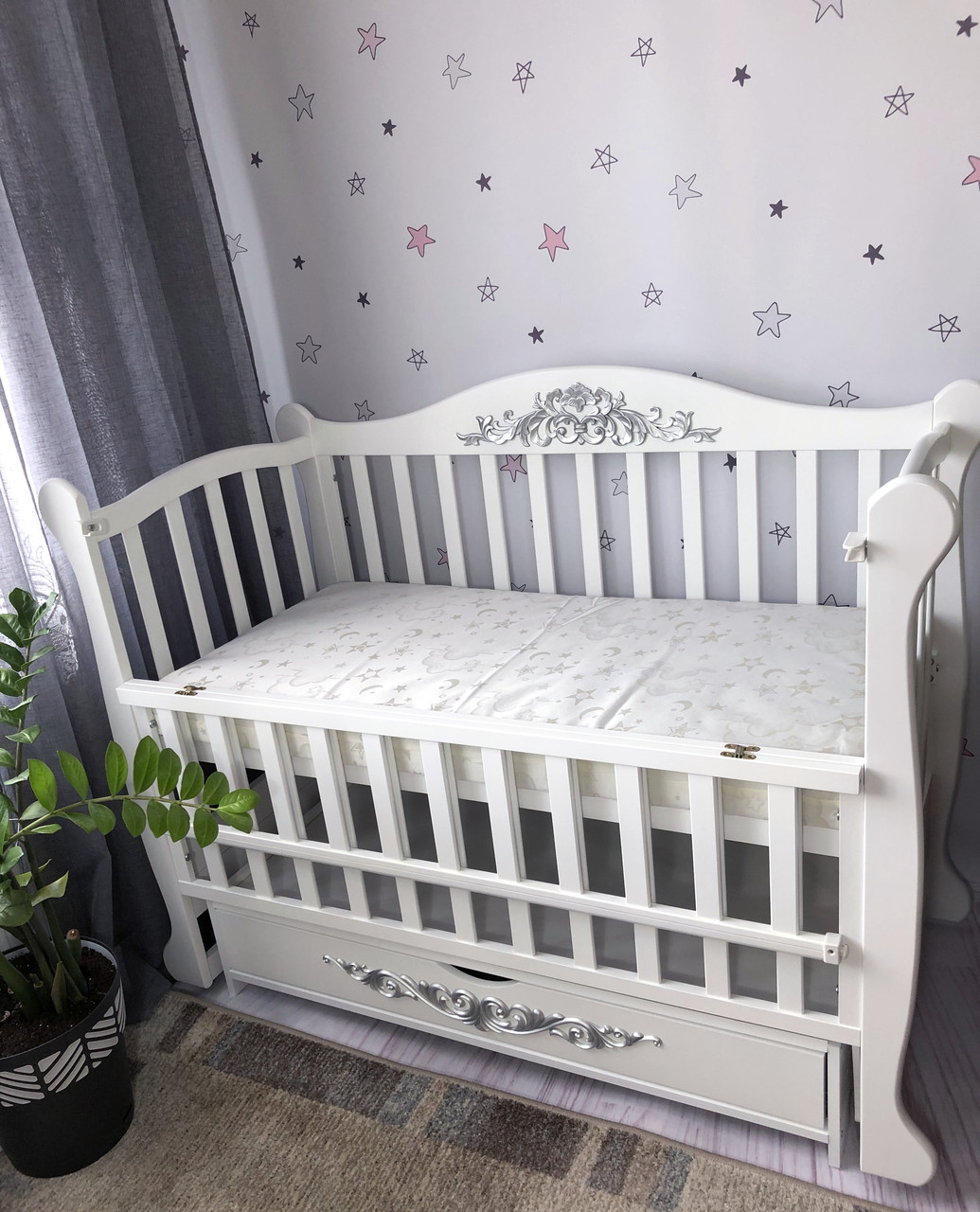 Кровать детская Baby Comfort Лотос с ящиком белый - фото 2 - id-p1660367131