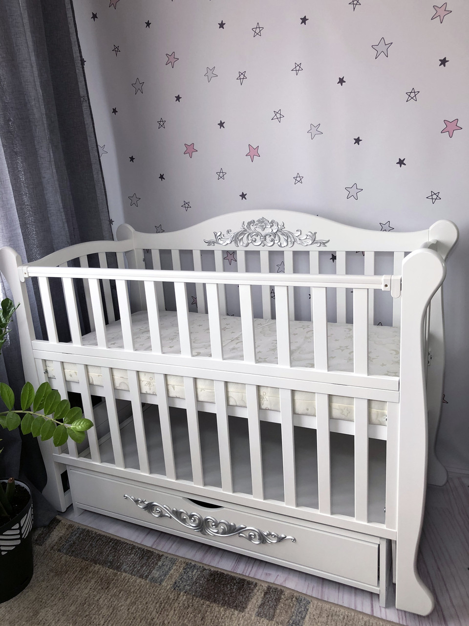 Кровать детская Baby Comfort Лотос с ящиком белый - фото 9 - id-p1660367131