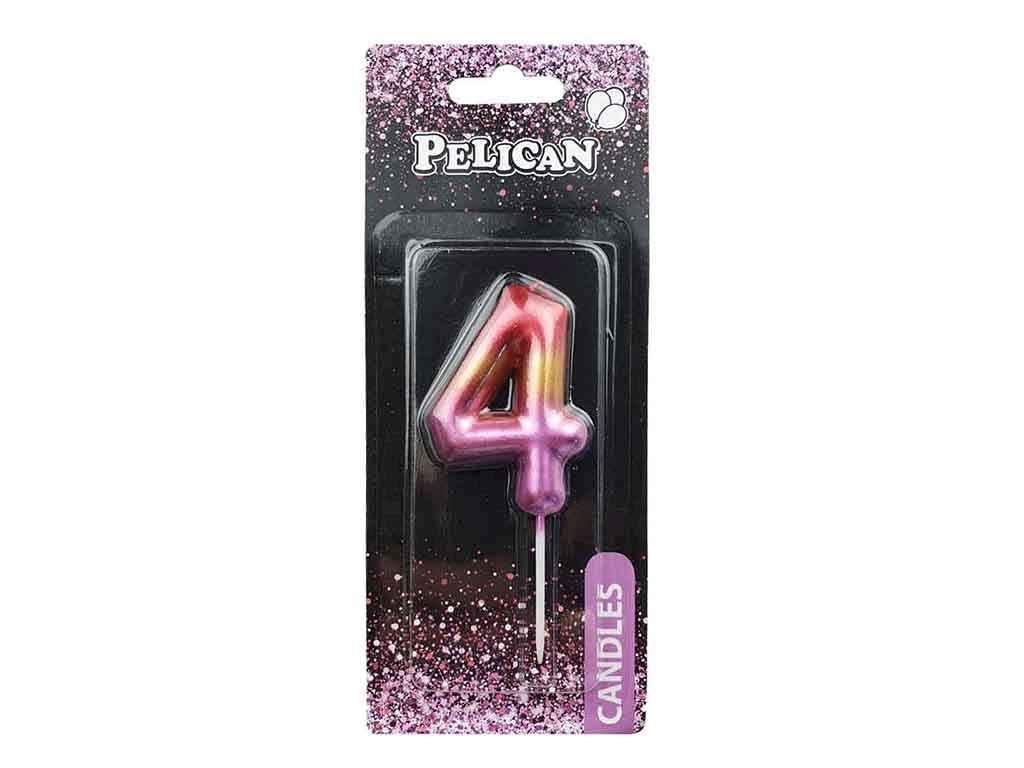 Свичка для торта 4 РАЙДУЖНА 6 см. 866064 ТМ PELICAN, фото 1