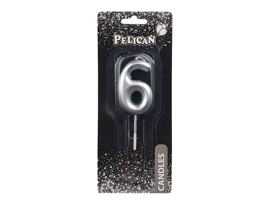 Свiчка для торта 6 СРБЛО 4,5см. 864526 ТМ PELICAN, фото 1