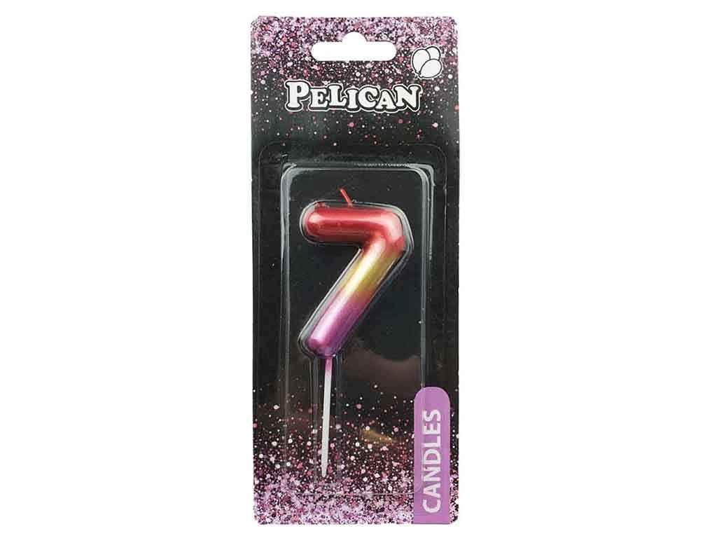 Свичка для торта 7 РАЙДУЖНА 6 см. 866067 ТМ PELICAN, фото 1