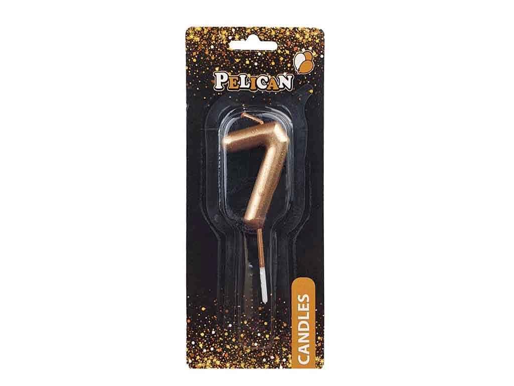 Свiчка для торта 7 ЗОЛОТО 4,5см. 864517 ТМ PELICAN, фото 1