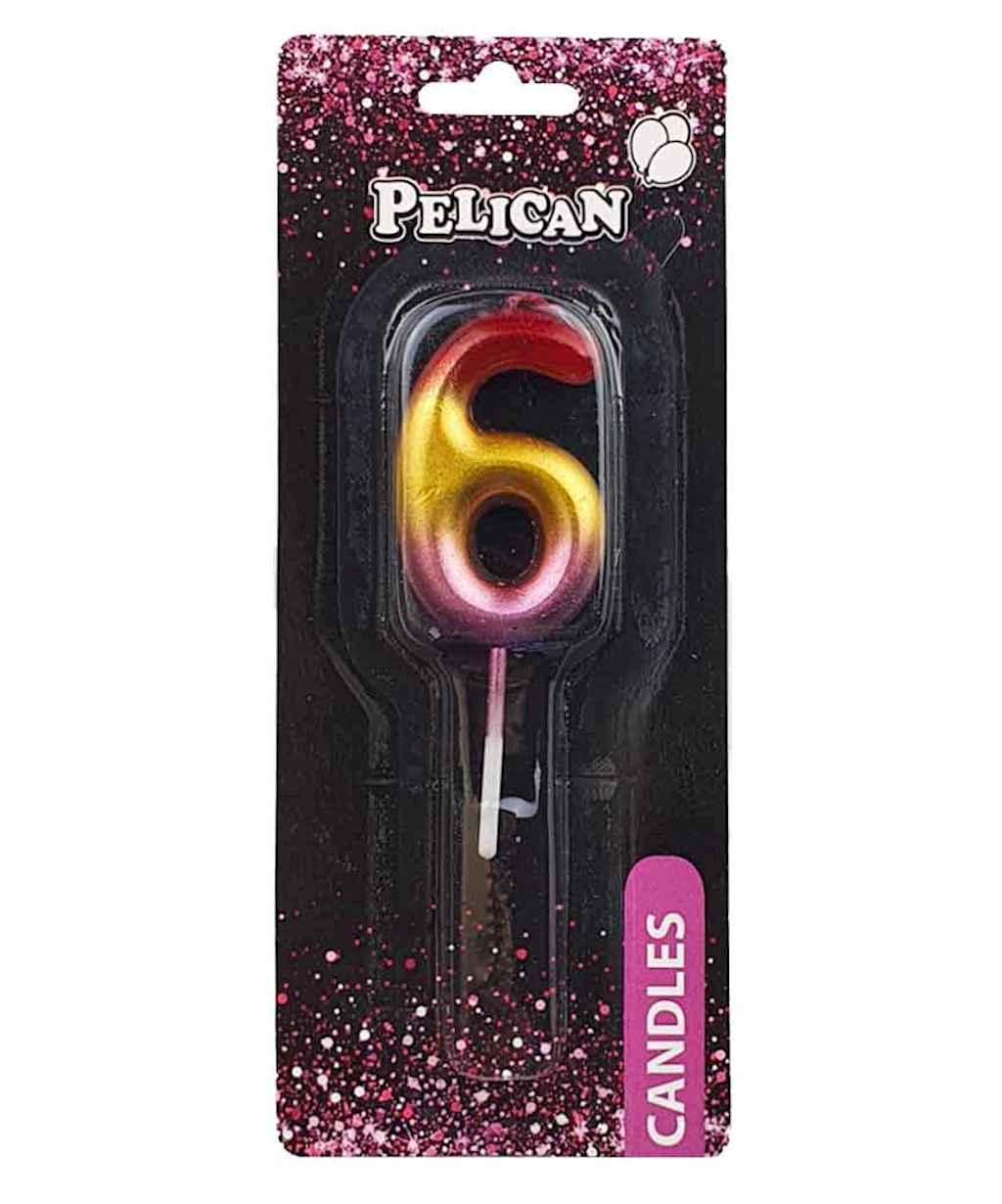 Свичка для торта 6 РАЙДУЖНА 4,5 см. 864566 ТМ PELICAN, фото 1