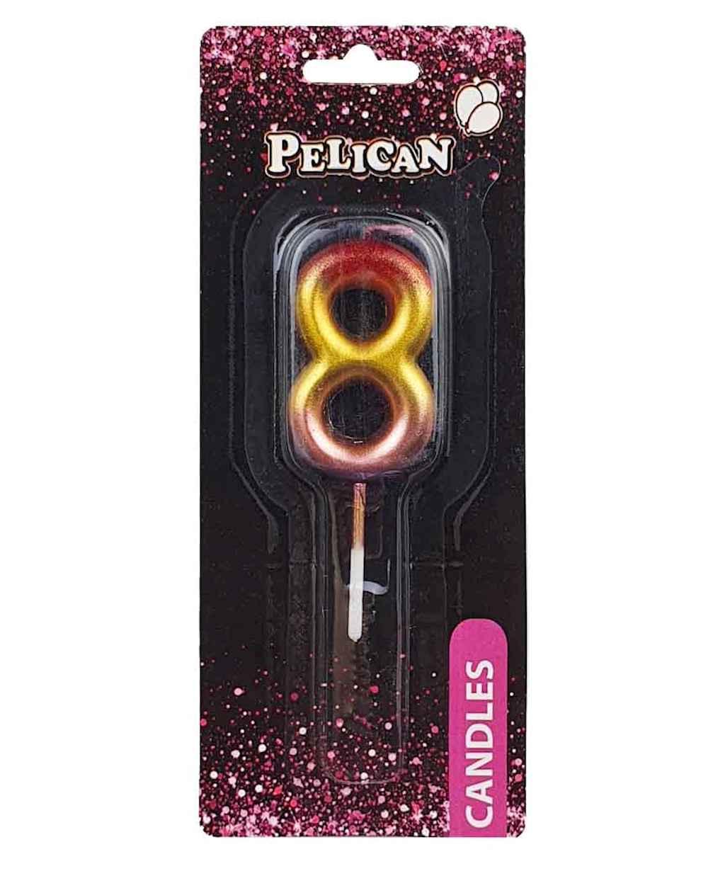 Свичка для торта 8 РАЙДУЖНА 4,5 см. 864568 ТМ PELICAN, фото 1