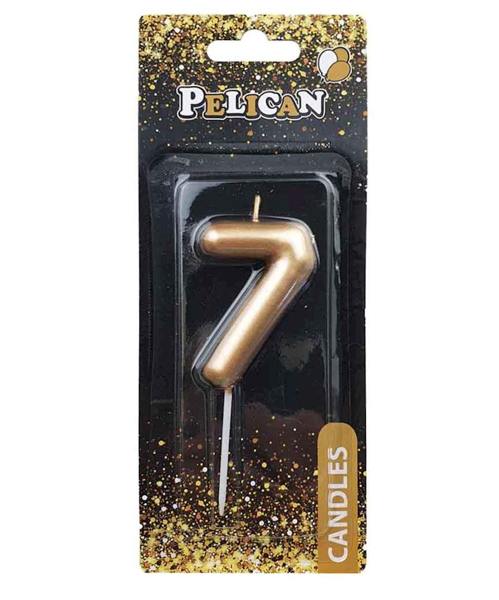 Свичка для торта 7 ЗОЛОТО 6 см. 866017 ТМ PELICAN, фото 1