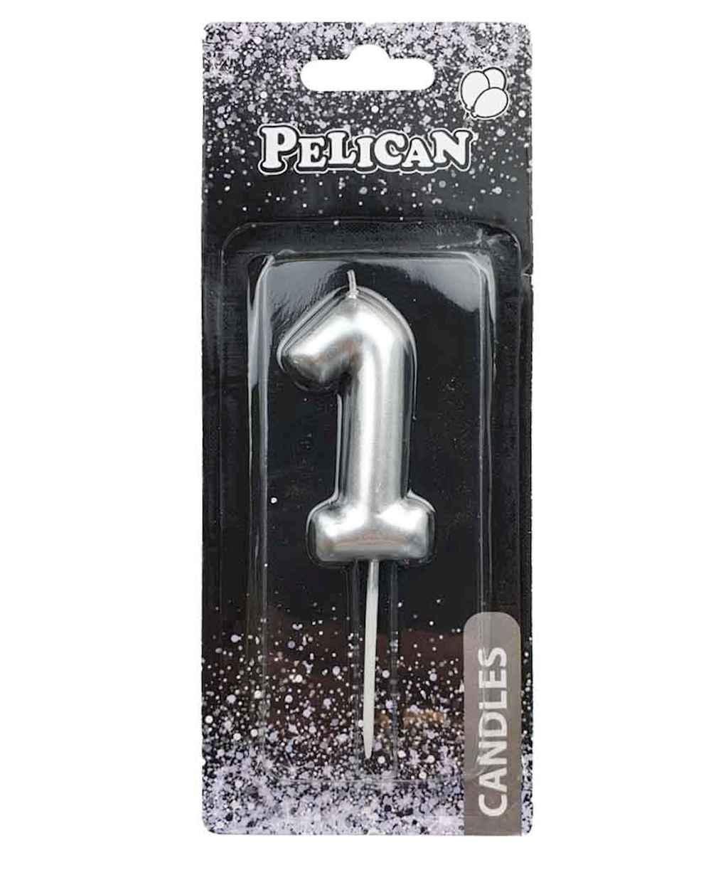 Свiчка для торта 1 СРБЛО 6 см. 866021 ТМ PELICAN, фото 1