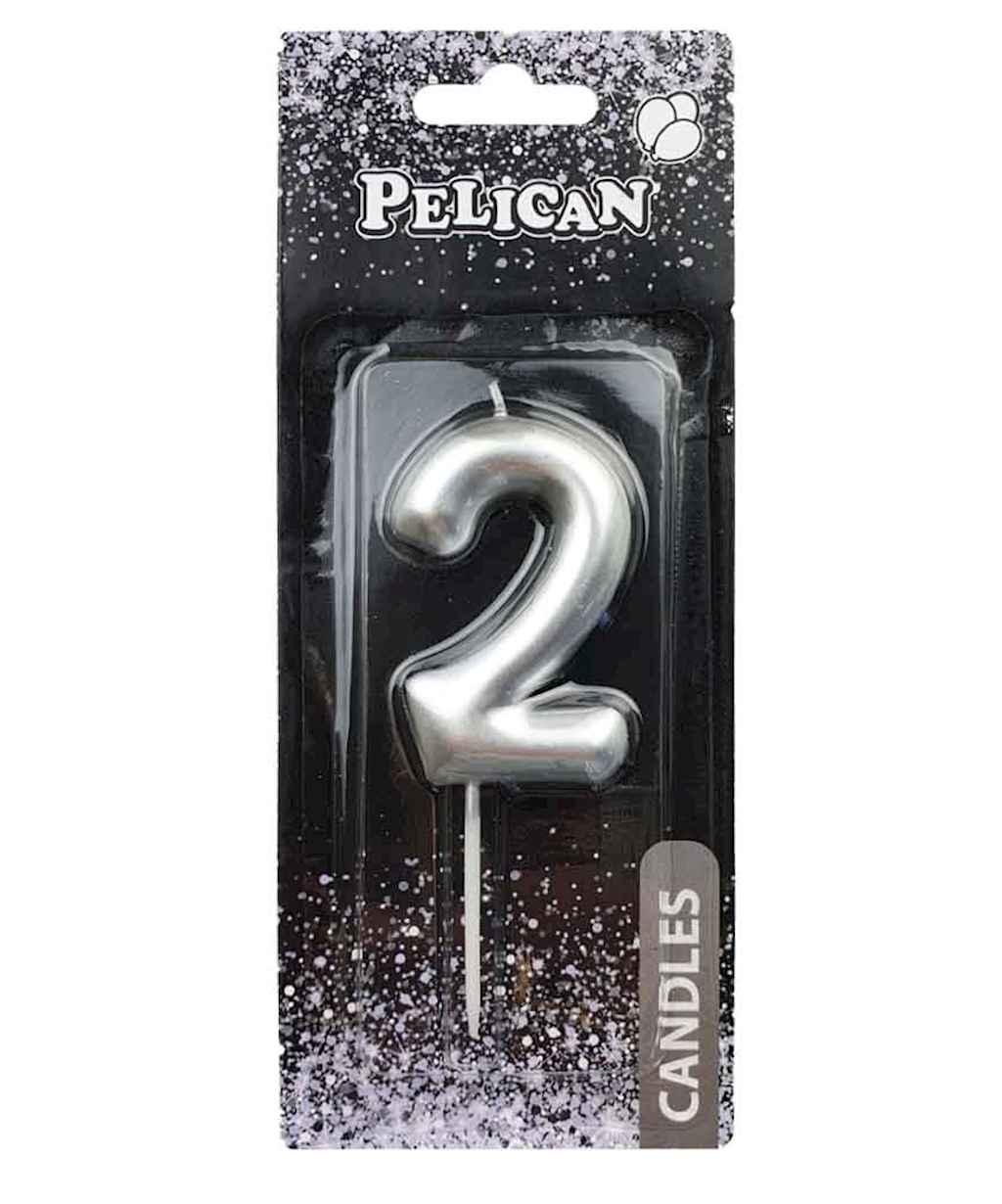 Свiчка для торта 2 СРБЛО 6 см. 866022 ТМ PELICAN, фото 1