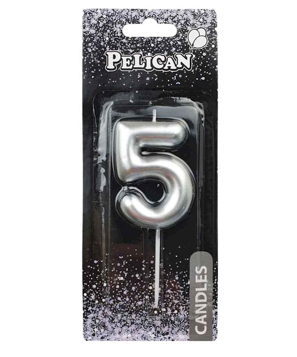Свiчка для торта 5 СРБЛО 6 см. 866025 ТМ PELICAN, фото 1