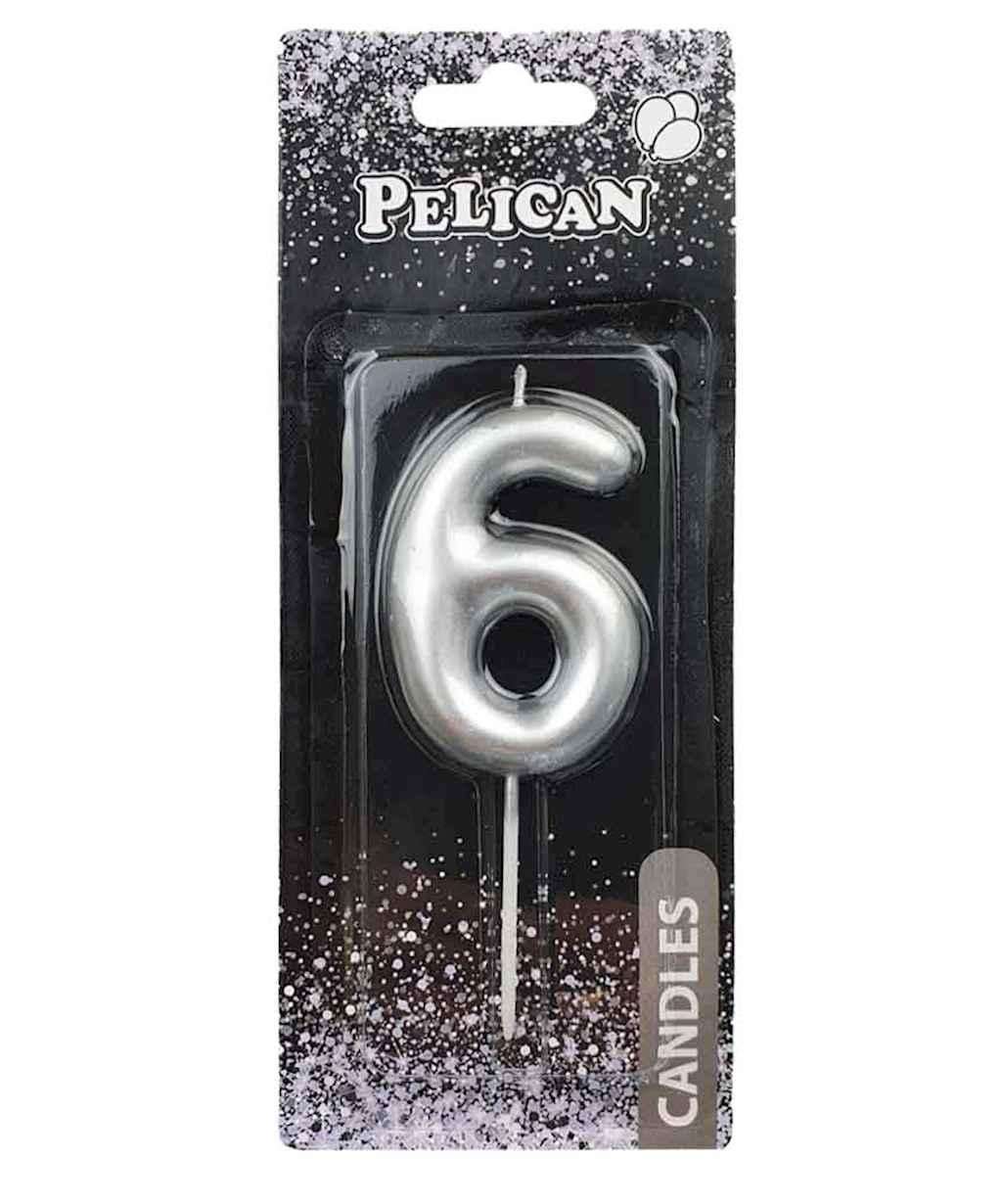 Свiчка для торта 6 СРБЛО 6 см. 866026 ТМ PELICAN, фото 1