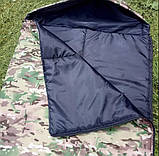 Спальний мішок-ковдра з капюшоном, класичний армійський спальник зима колір піксель, фото 6