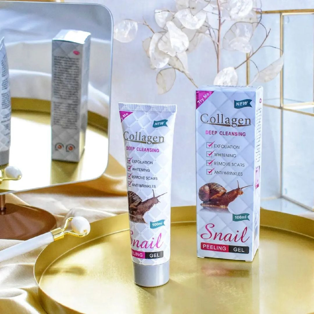 🐌Гель-скраб скатка для обличчя Collagen з равликом та колагеном, а також порошком горіха пекан 150 мл 🐌